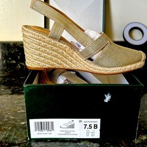 LAUREN RALPH LAUREN PENELOPIE WOMENS WEDGE SLIP ON ESPADRILLE HEELS SIZE 7.5B